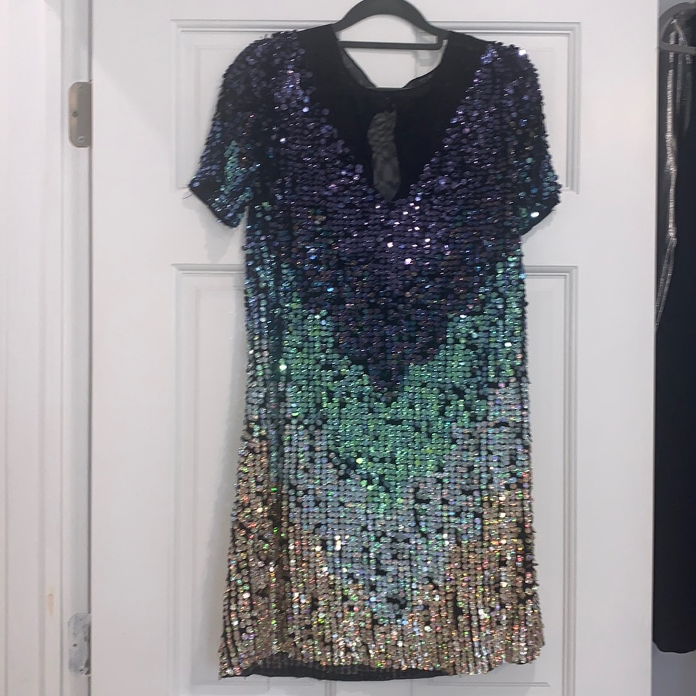 SEQUIN WATERFALL DRESS